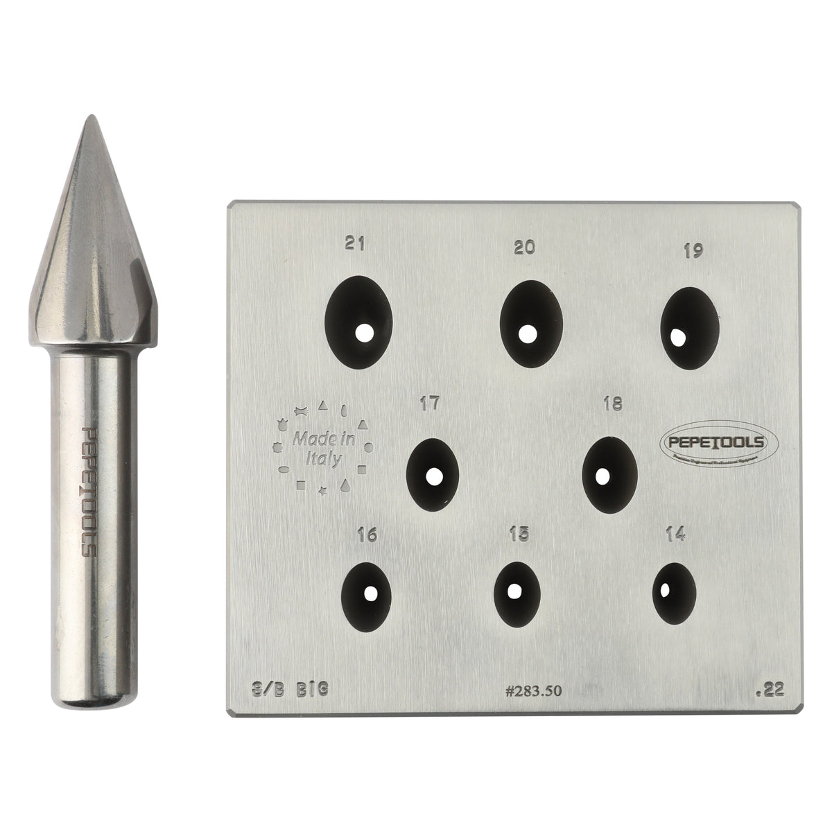 Oval Bezel Forming Block w/ Punch - 8 Holes, Large Sizes