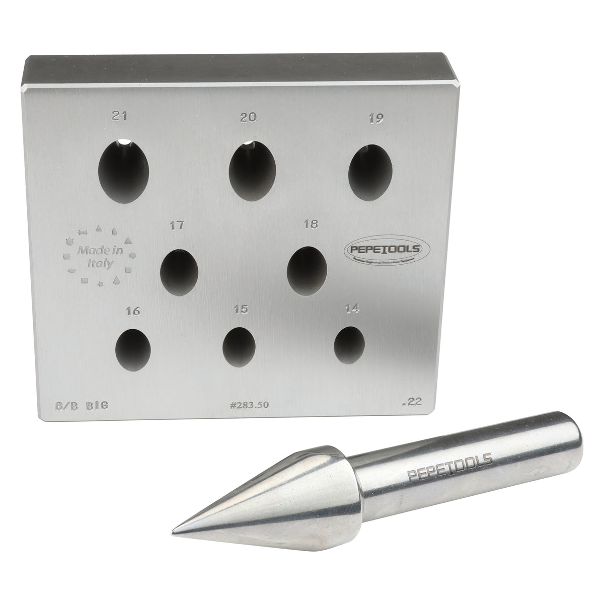 Oval Bezel Forming Block w/ Punch - 8 Holes, Large Sizes