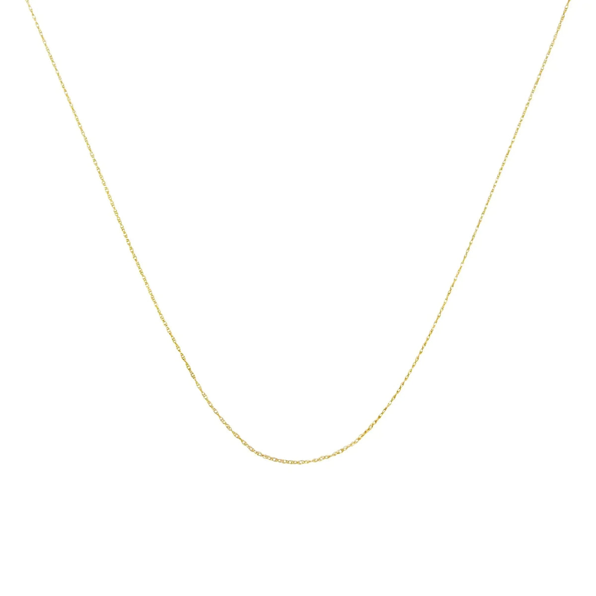 10K Gold 0.5 mm Slender & Dainty Fine Rope Chain Necklace