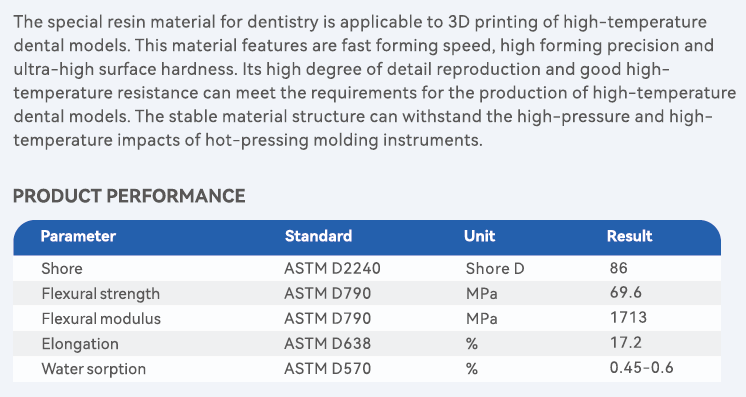 Dental Model Resin for DLP and LCD Printers 1,000ml(1kg) Blue Water Washable HighTemp Resistant