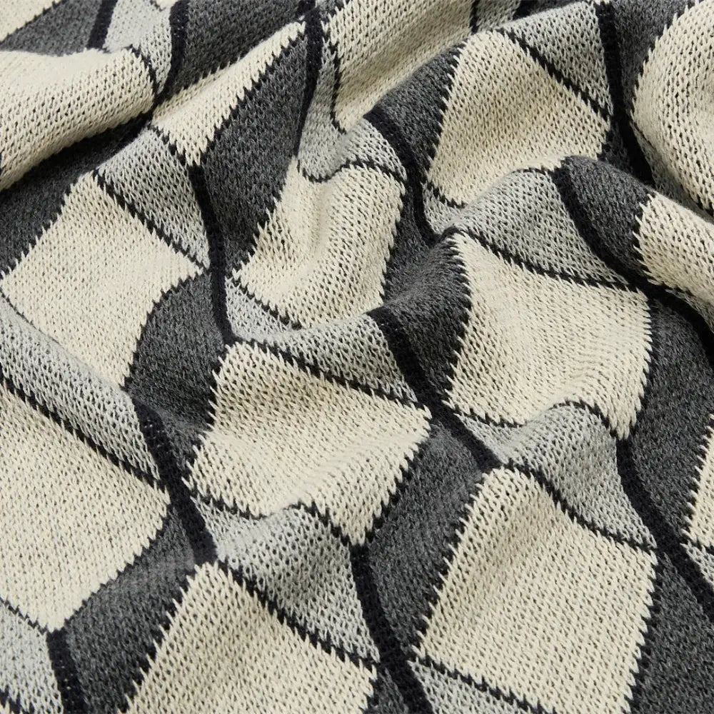 Black Beige Plaid Blanket