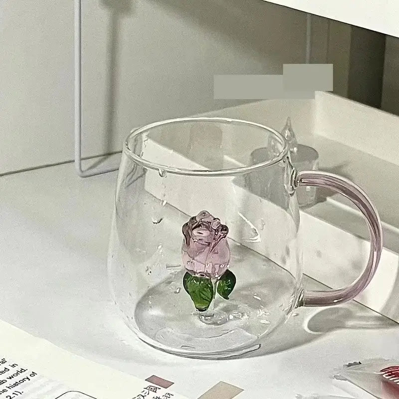 Pink Flower Champagne Flute