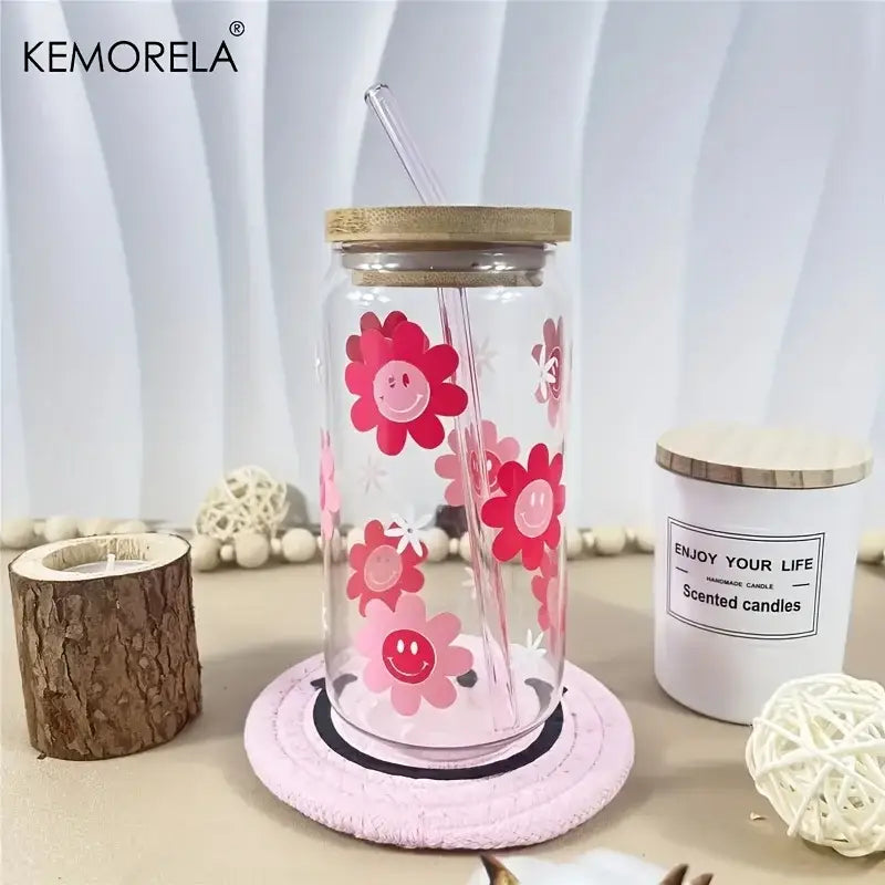 Pink Glass Bamboo Tumbler