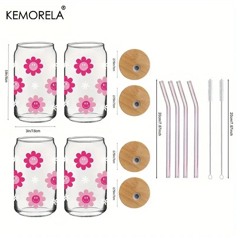 Pink Glass Bamboo Tumbler