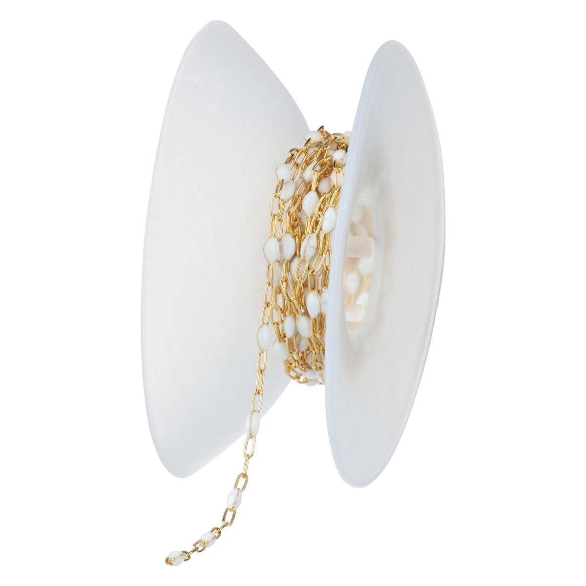 Pure White Paperclip Enamel Gold Fill Chain, 1.5MM, Chain for Permanent Jewelry
