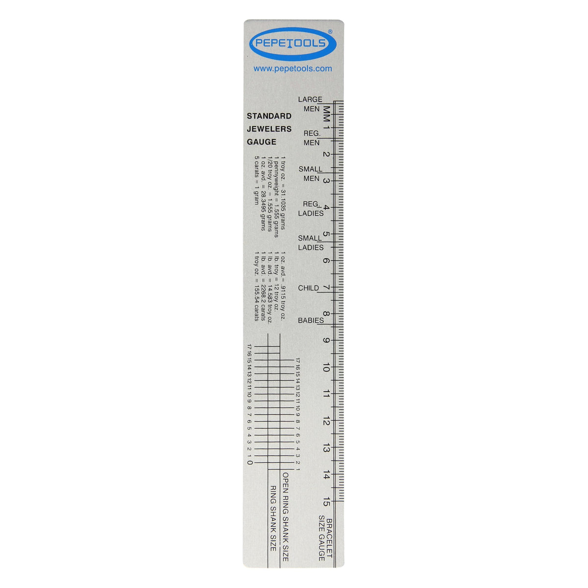 Standard Jeweler's Gauge Ruler – Ring & Bracelet Sizing Tool
