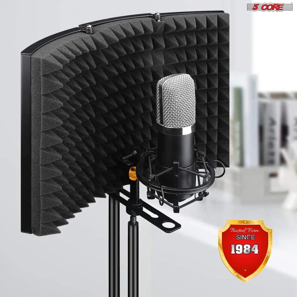 5Core Microphone Isolation Shield Foldable Mic Shield with 3 Sound Insulation Absorbing Foam
