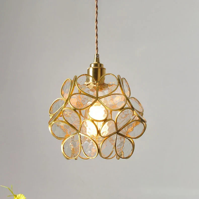 Glass Flower Pendant Light Blue Warm White