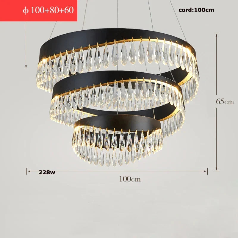 Gold Crystal Dining Chandelier Oval 120cm
