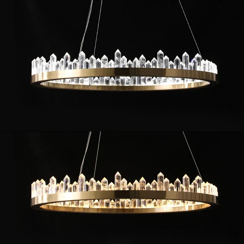 Gold Crystal Dining Chandelier Rectangle 100cm