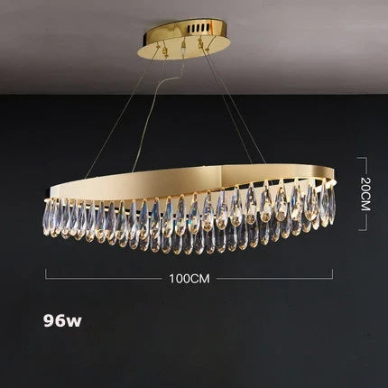 Gold Crystal Dining Chandelier Oval 120cm