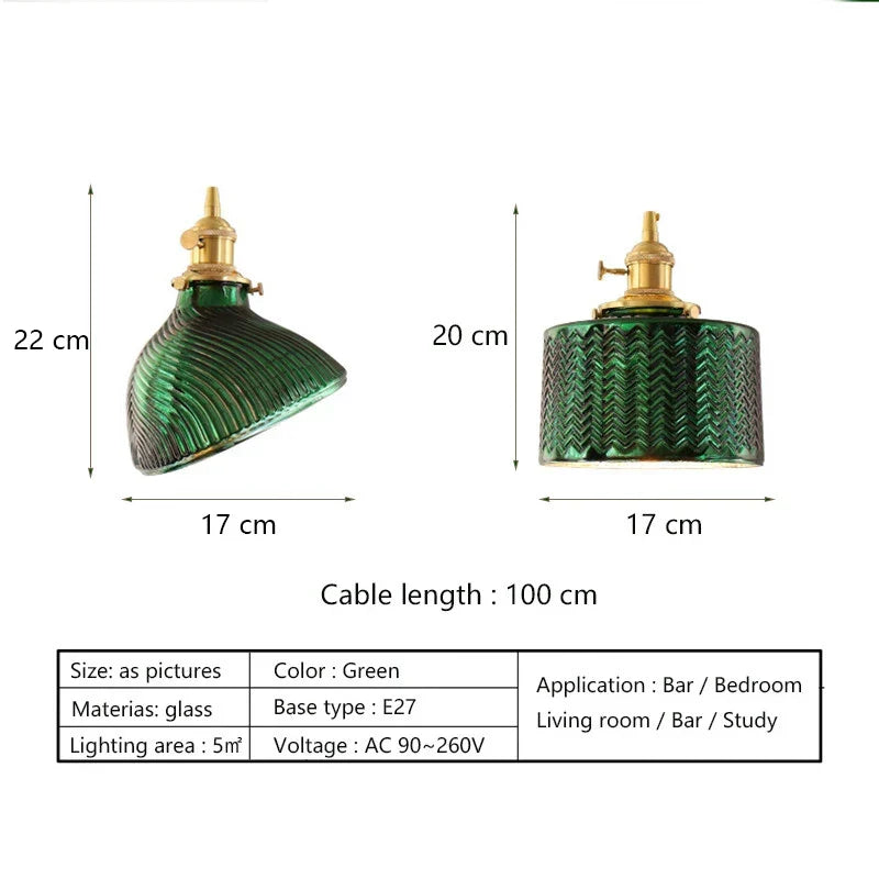 Green Glass Brass Chandelier