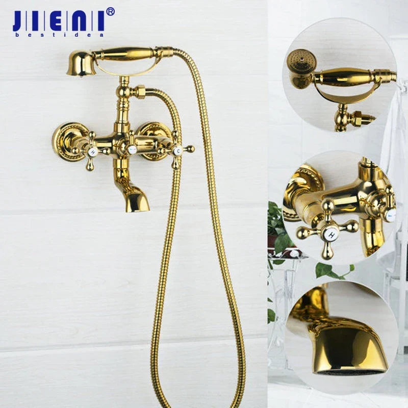 Gold Contemporary Double Handle Bathroom Faucet