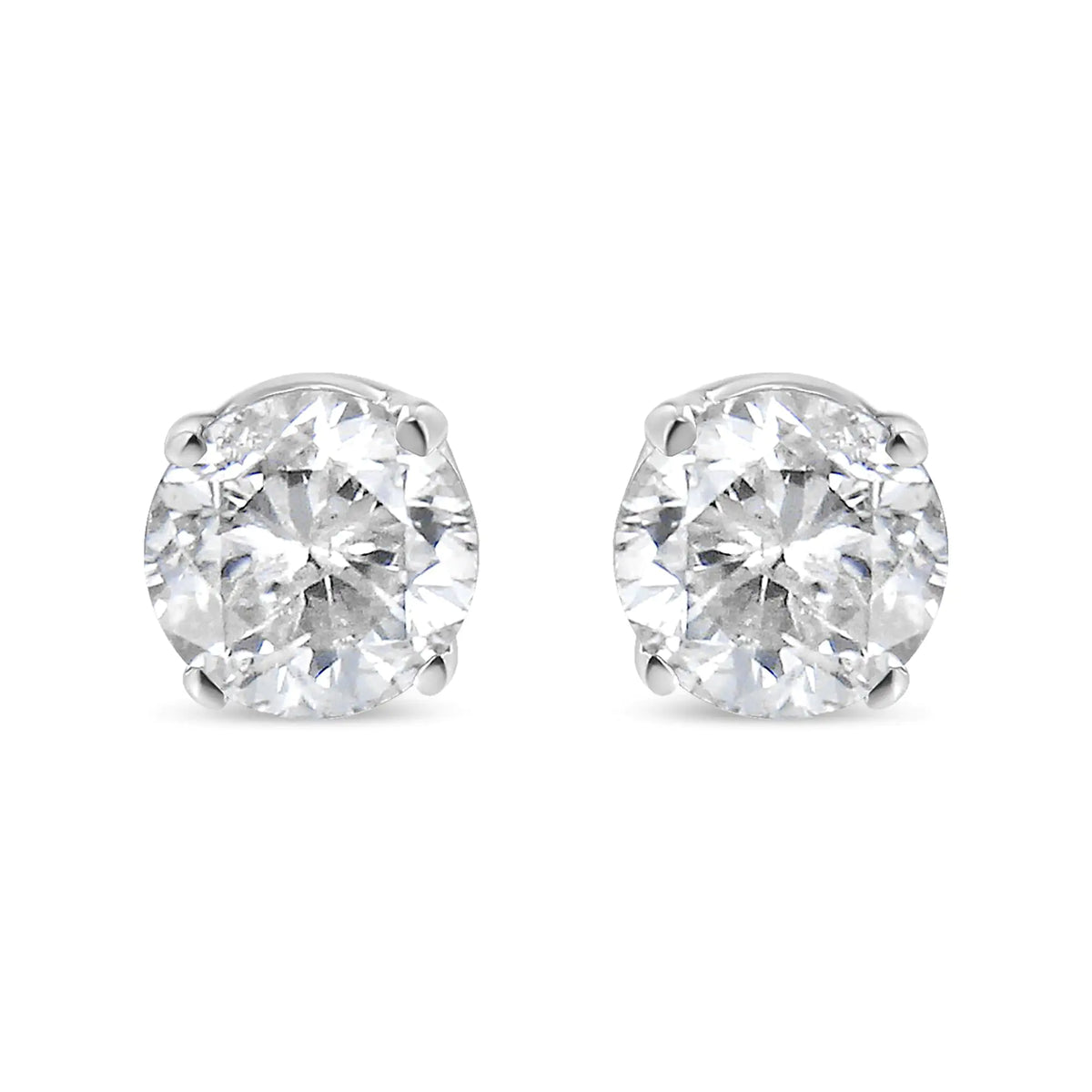 14K White Gold 1/4 Cttw Lab Grown Diamond 4-Prong Classic Solitaire Stud Earrings (G-H Color, VS2-SI1 Clarity)