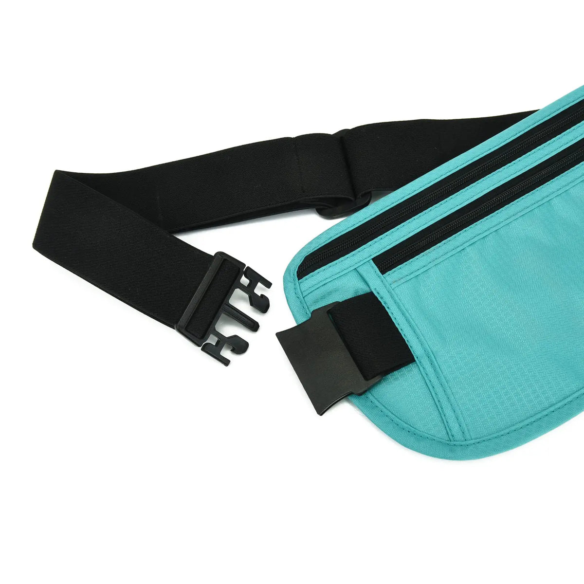 RFID Blocking Money Belt for Men Women, Slim Fanny Pack for Travel,Running,Conceal Waist Wallet for Passport Holder,Phone,Cash(Black Mint Green) Black Mint Green Rfid Blocking & Belt Wide:1.45Inch