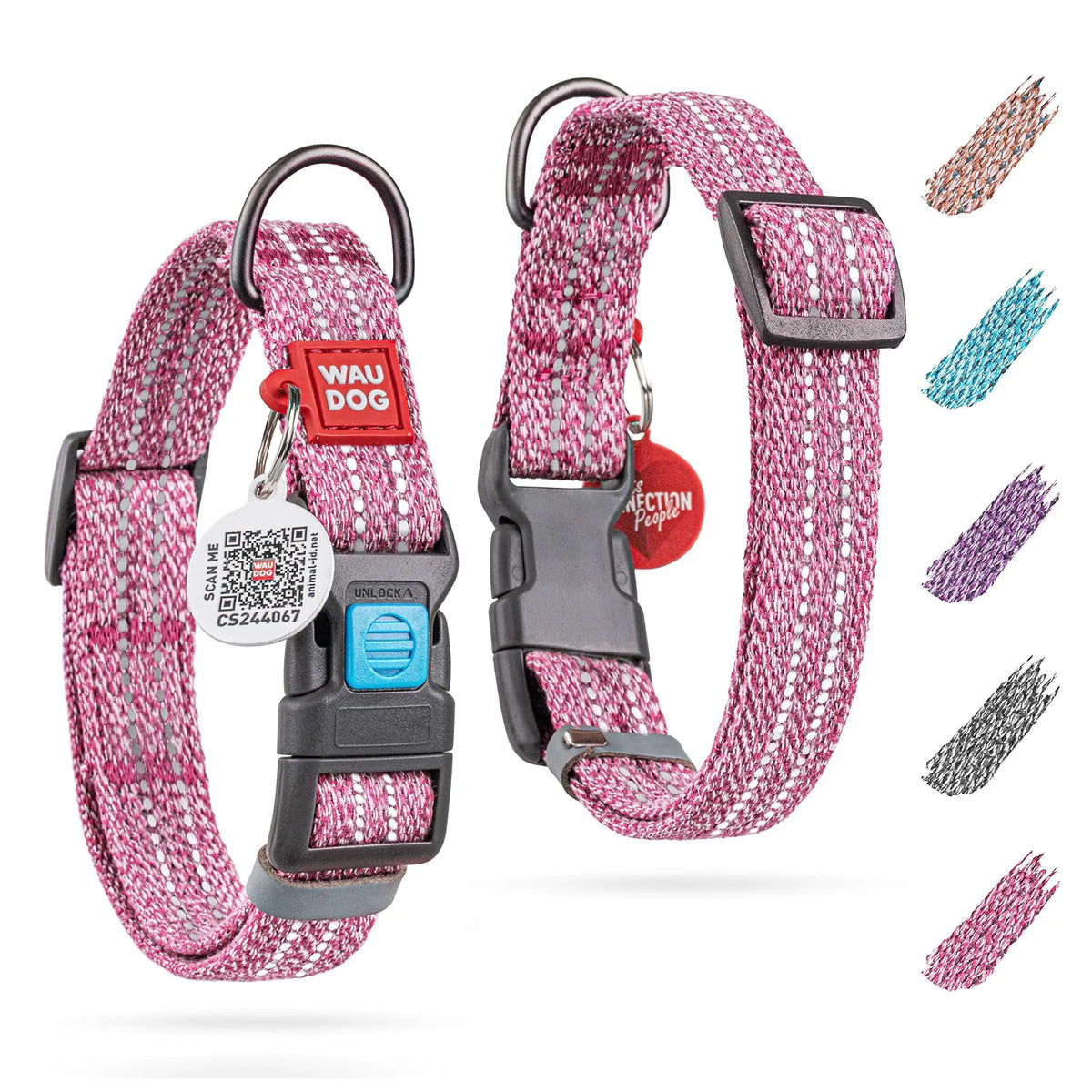 Reflective Cotton Dog Collar Eco Friendly Alt to Nylon Collar 10 16 in Neck x