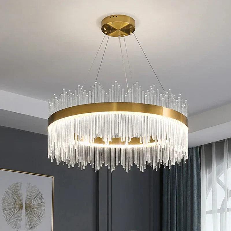 Gold Dimmable Crystal Chandelier