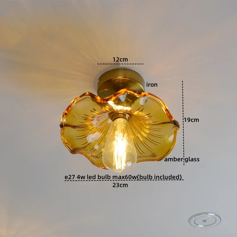 Green Glass Ceiling Light Copper Iron Blend