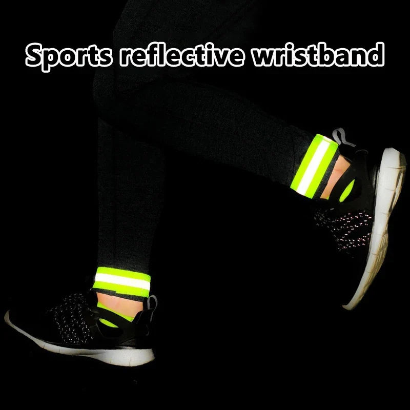 2Pcs Night Running Reflective Arm Bands For Wrist Ankle Leg LED Reflector Armband Night Cycling Safety Light Tape Led Strap