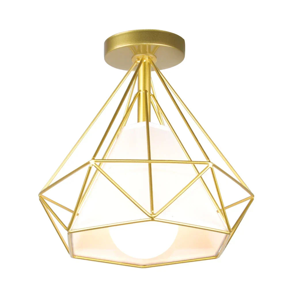 Gold Iron Cage Ceiling Light