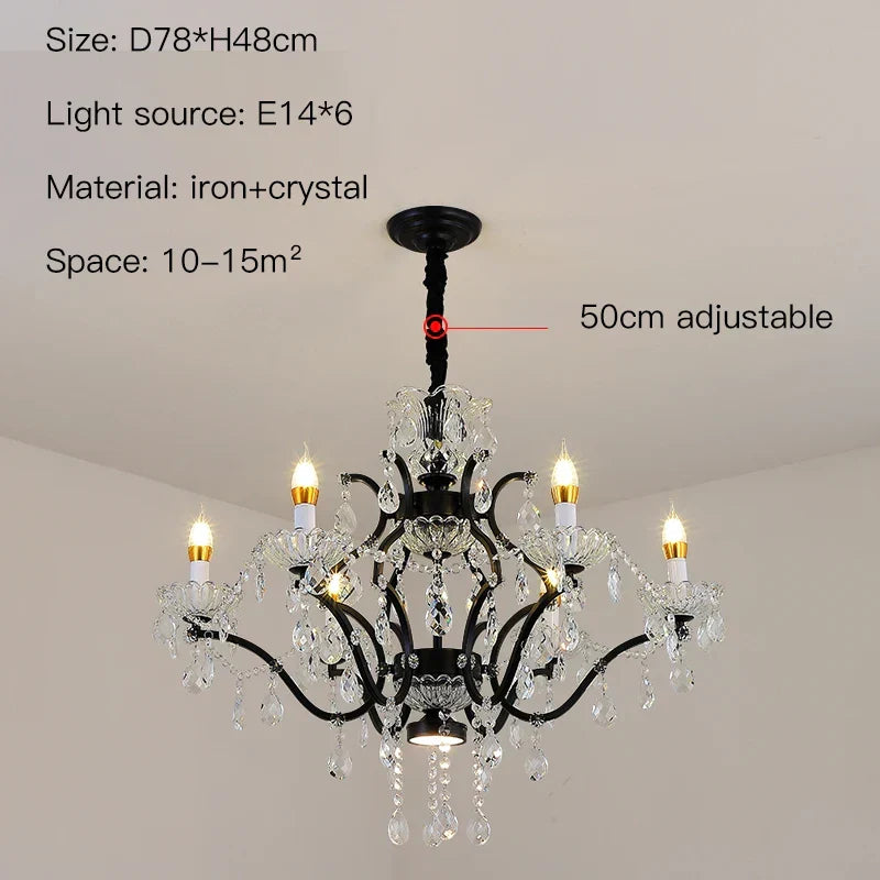 Black Candle Chandelier with Farmhouse Style