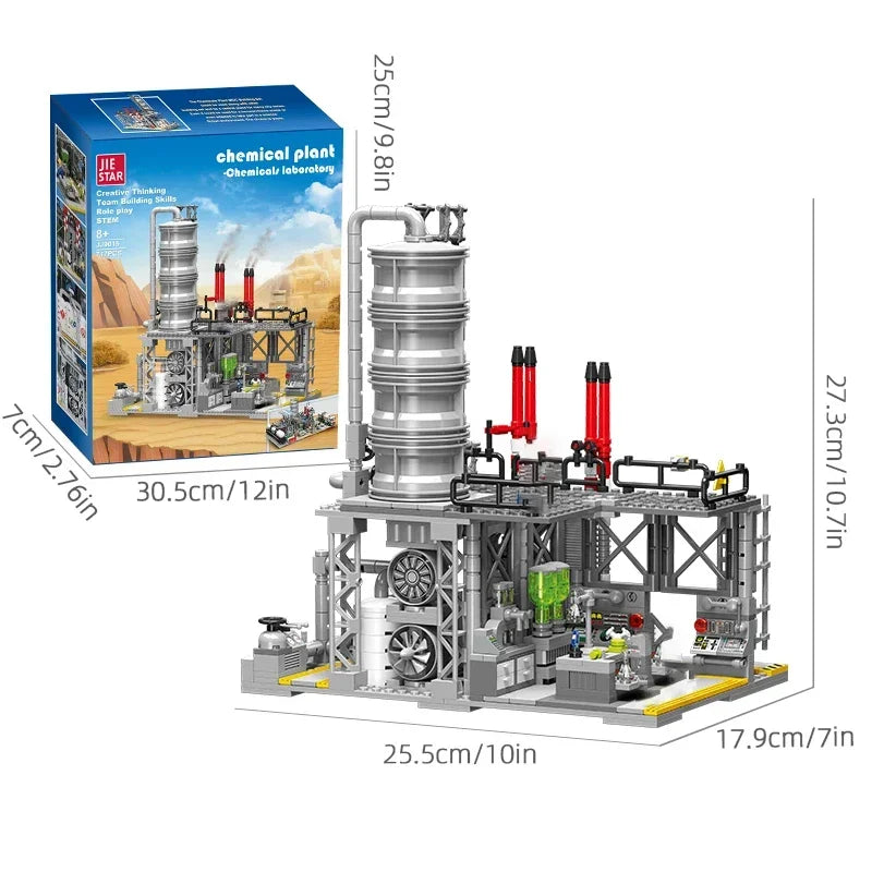 City Street View Building Blocks Natural Gas Storage Center Laboratory Transport Station 3 In 1 Assembly Model Bricks Kids Toys