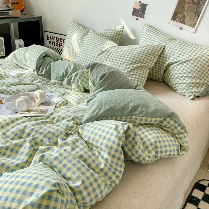 Check Cotton Duvet Set