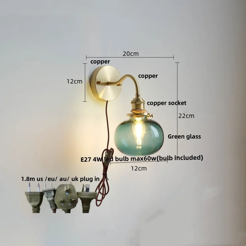 Green Glass Wall Light