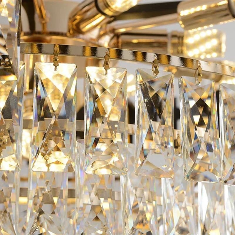 Crystal Ceiling Chandelier Round D80cm Gold