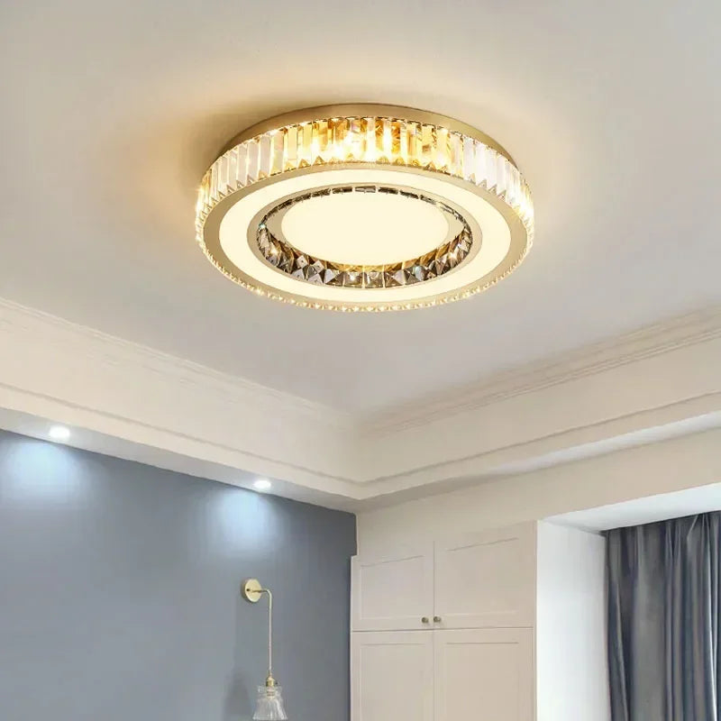 Gold Crystal LED Ceiling Chandelier 100cm Bright