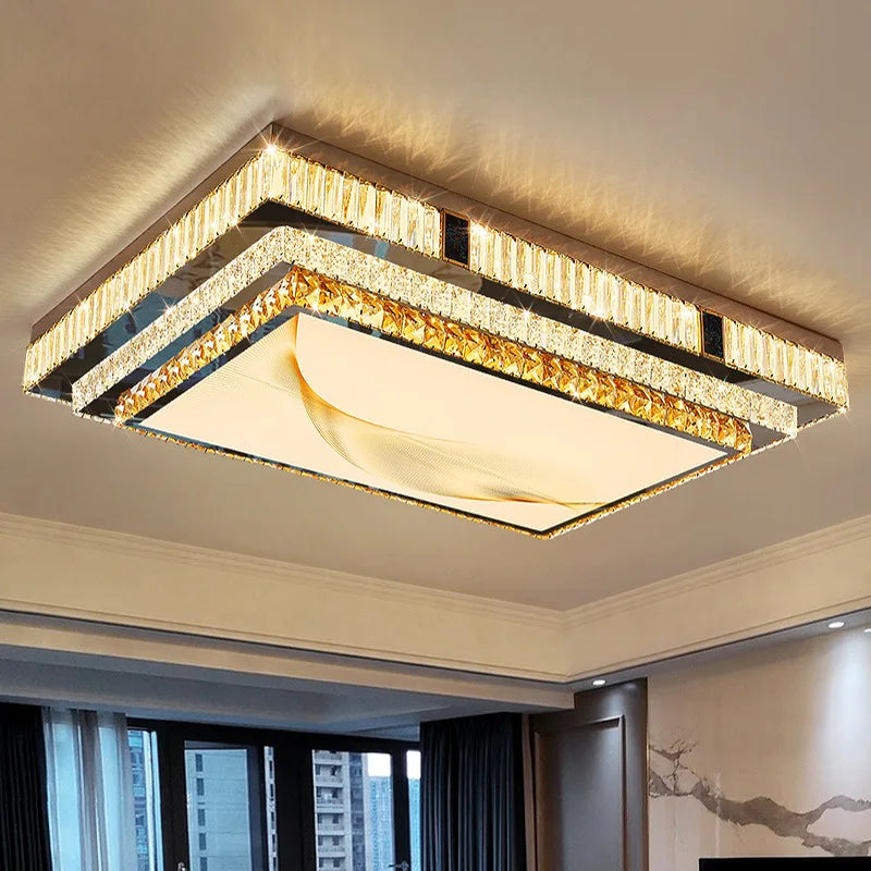 Gold Minimalist Crystal Ceiling Light