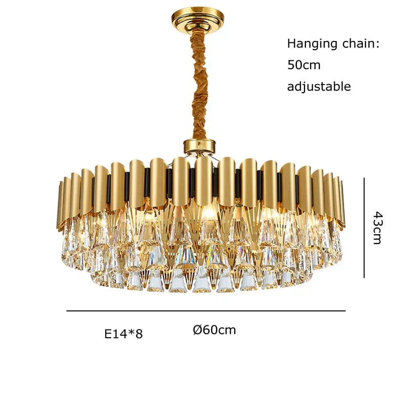 Gold Nordic Crystal Chandelier Polished Dia100cm
