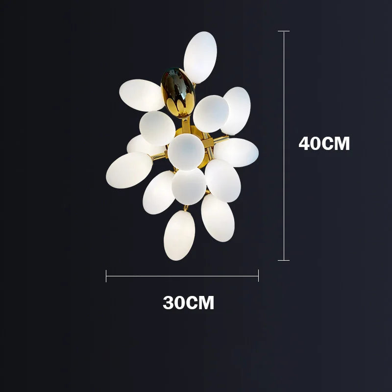 Gold Glass 20-Bulb Pendant Light L200cm
