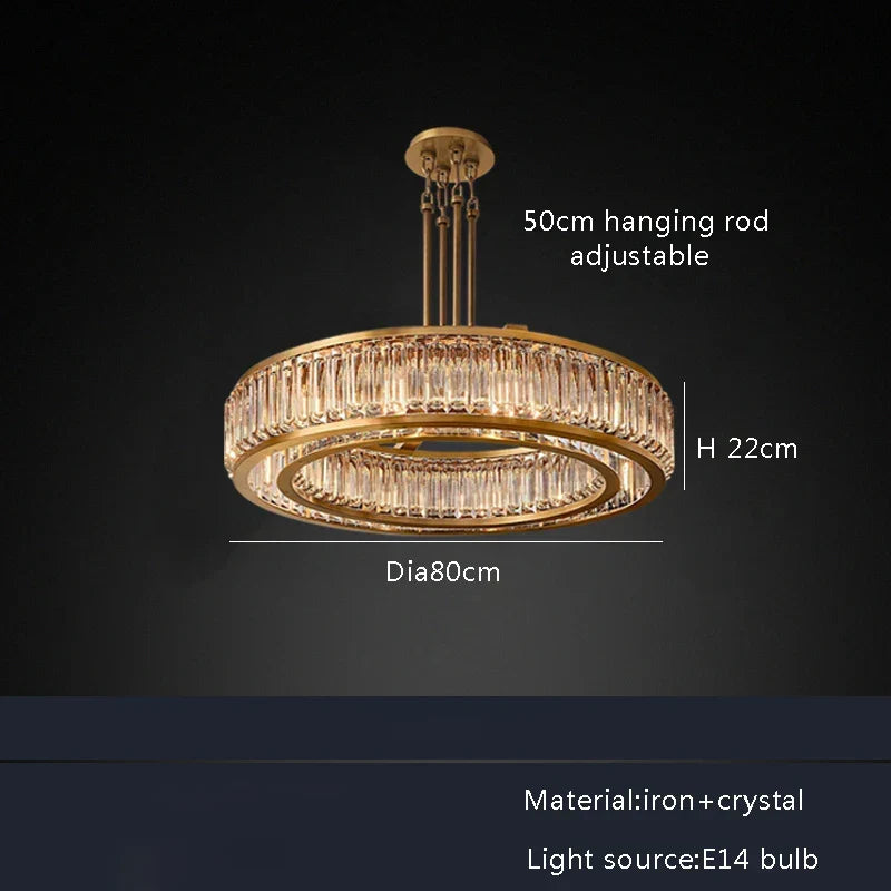 Gold Crystal LED Light Chandelier