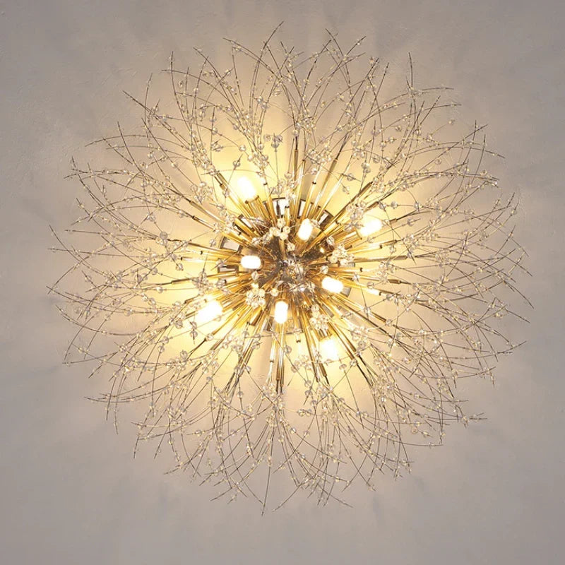 Gold Dandelion Crystal Chandelier 8-Head Nordic