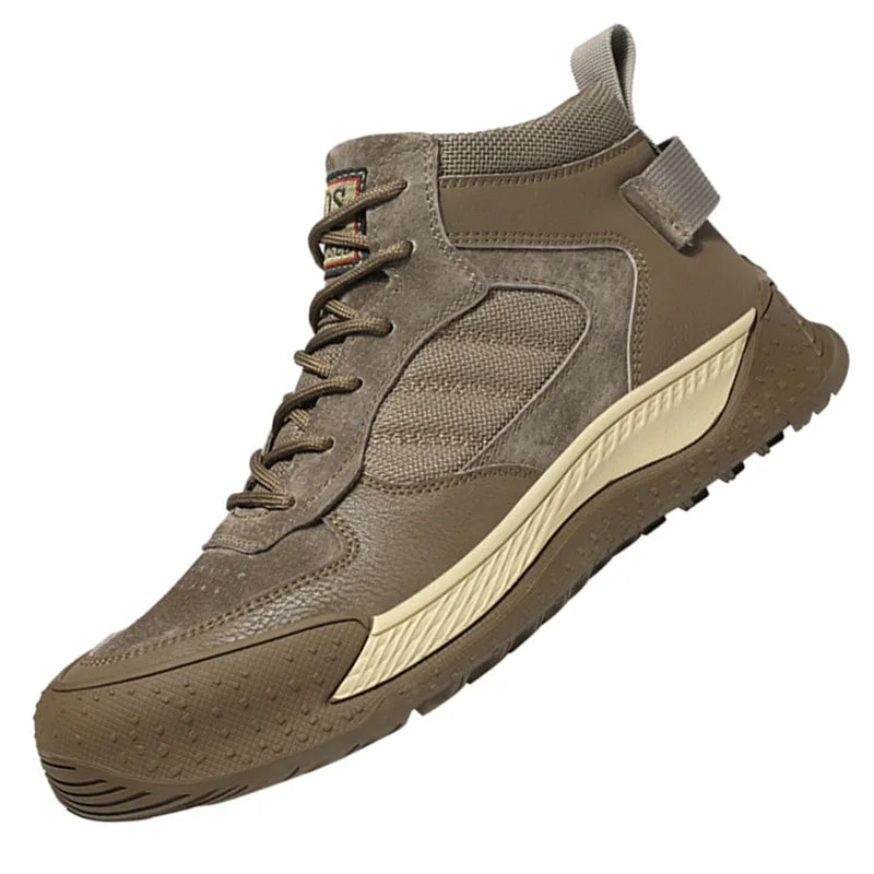 Reflective Strip Design Safety Work Shoes For Men Cow Suede Leather Indestructible Construction Boots Steel Toe Male Footwear