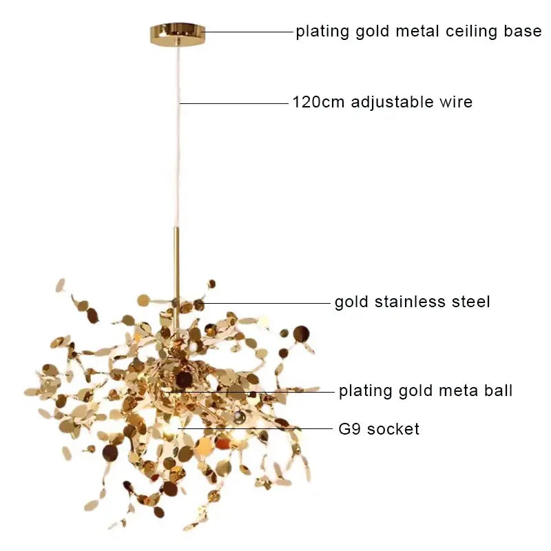 Gold 60cm 3-Light LED Pendant Light