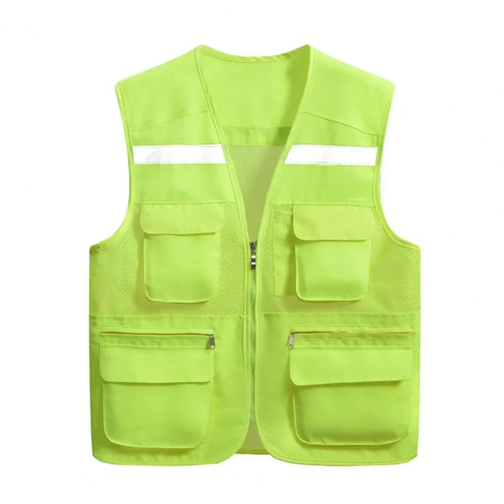 Stylish Vest Coat Breathable Cargo Vest Mesh Stitching Reflective Night Safety Waistcoat Safe