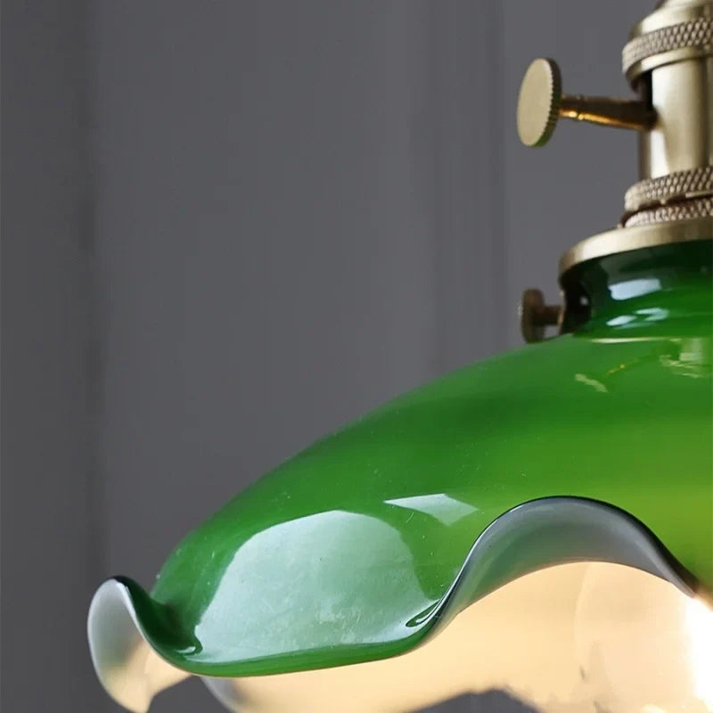Green Glass Pendant Light Adjustable E27 Base
