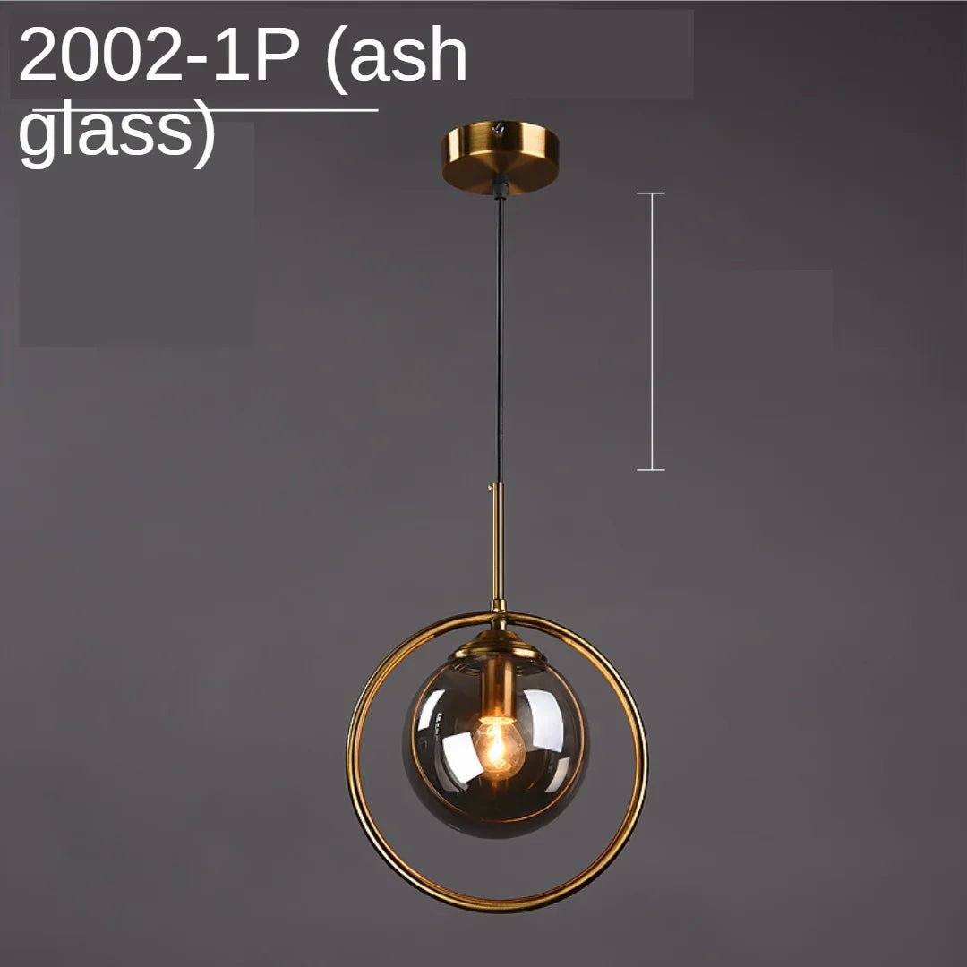 Glass Ball Pendant Light Amber Kitchen Style