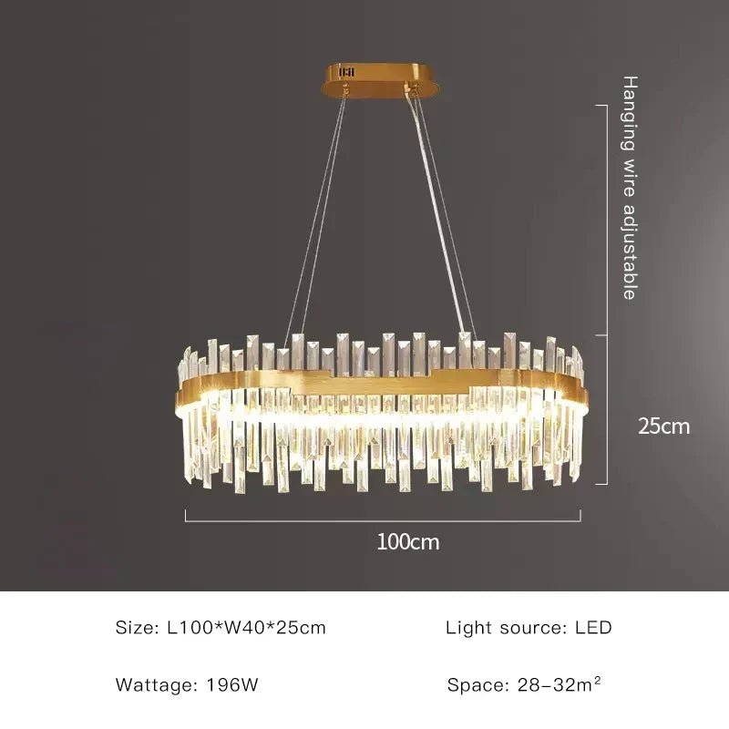 Gold Crystal Circular 80cm Chandelier