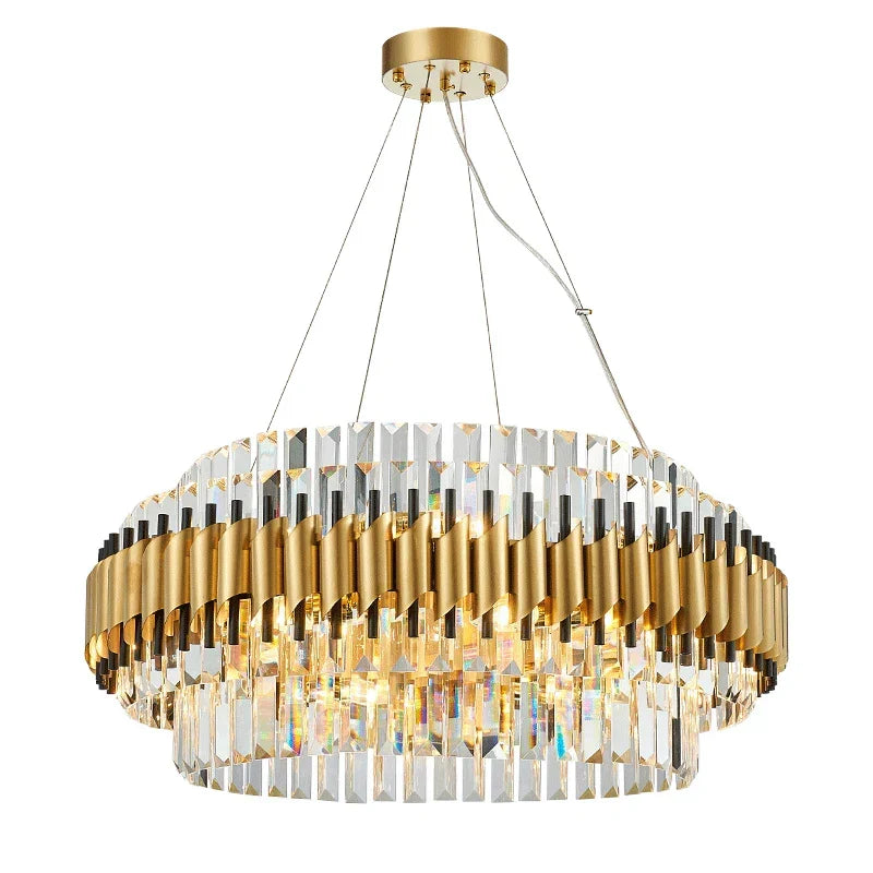 Gold LED Crystal Pendant Dia100cm Living Room