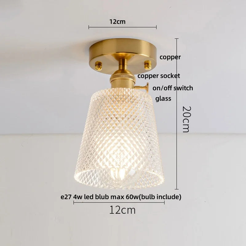 Green Glass Copper Ceiling Light