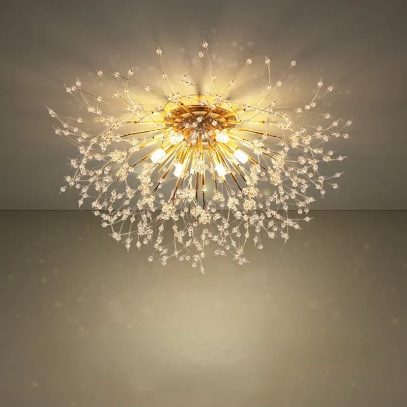 Gold Dandelion Crystal Chandelier 8-Head Nordic