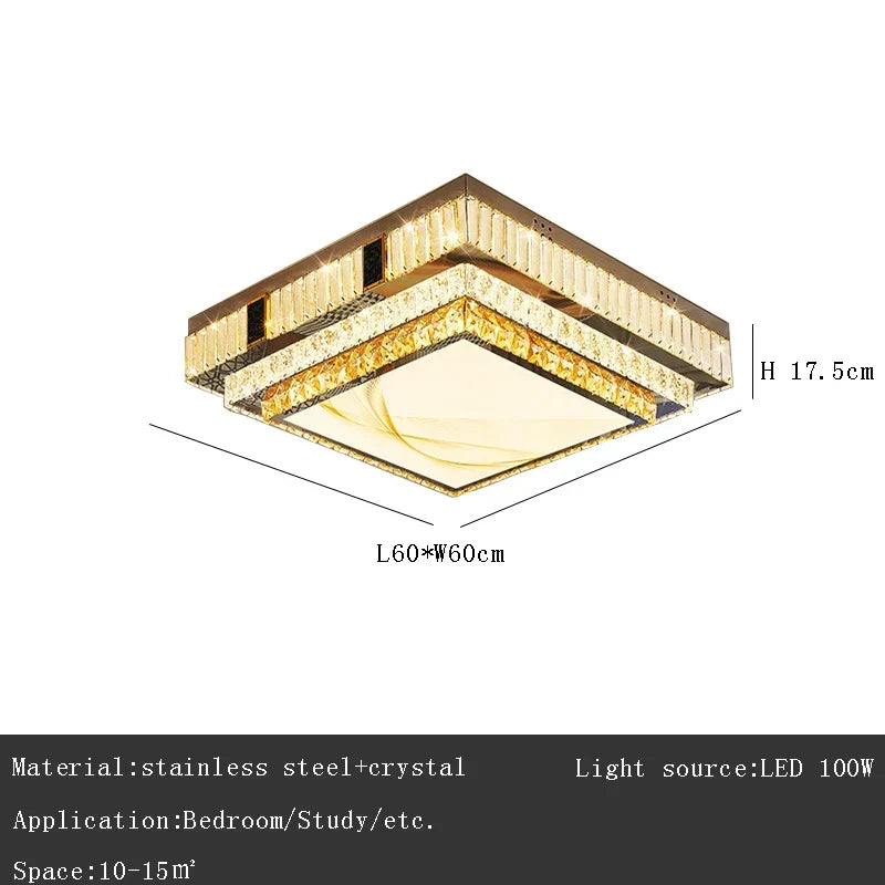 Gold Minimalist Crystal Ceiling Light