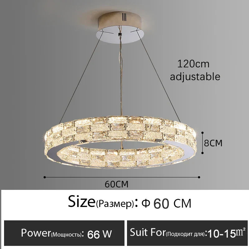 Gold Crystal Ring Chandelier 3-Tier D100cm