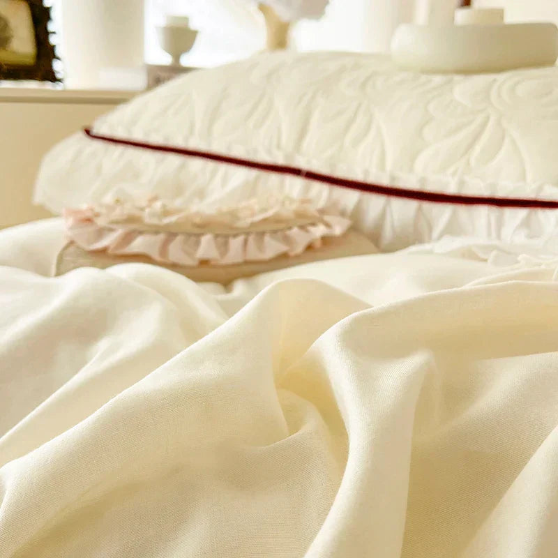 Solid Ruffles Cotton Bedding