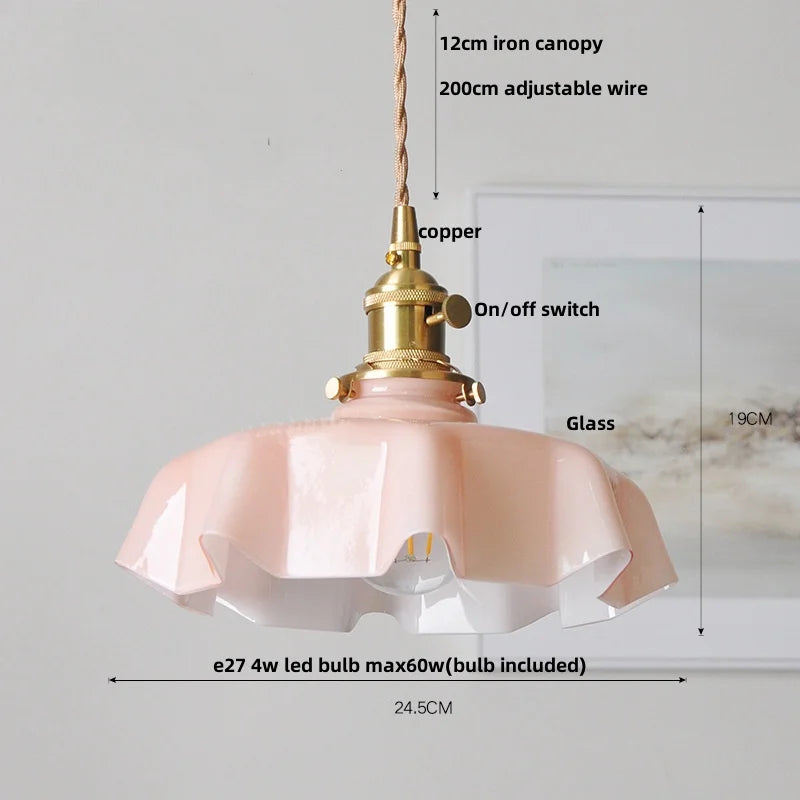 Green Glass Pendant Light 3-Head Adjustable Wire