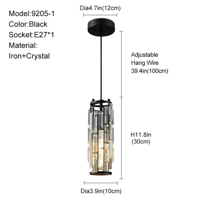 Gold Crystal Pendant Light L76cm Shimmering