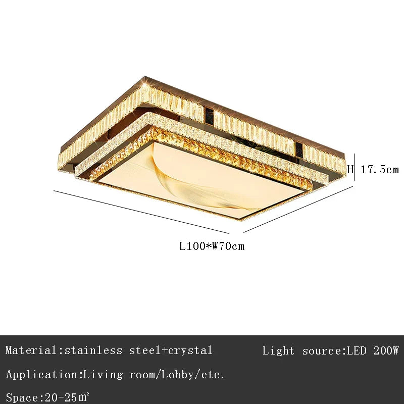 Gold Minimalist Crystal Ceiling Light